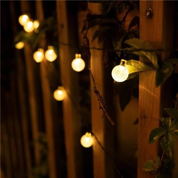 Solar String Lights Outdoor 60 Led 35.6Feet Crystal Globe Lights with 8 Lighting - Picture 3 of 6